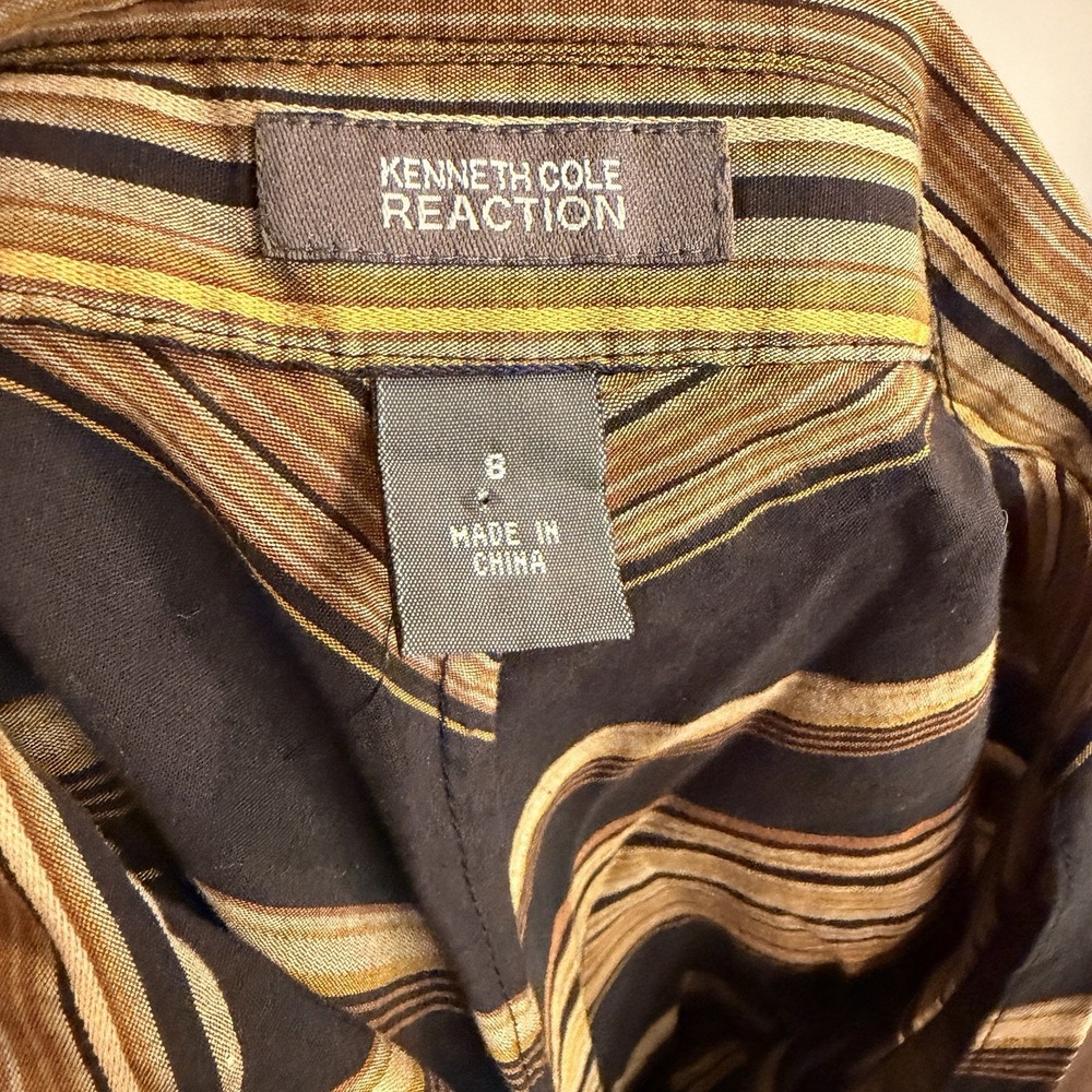 Kenneth Cole VTG Women's Y2K Chevron Print Cotton Blouse Size 8 - Picture 7 of 7